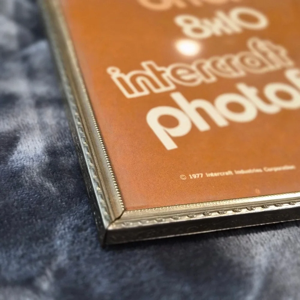 Vintage 1977 Intercraft Photo Frame 8x10 Silver Metal Embossed Floral Tabletop